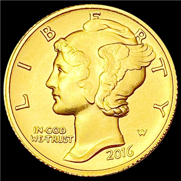 2016-W 1/10th oz Gold Mercury Dime SUPERB GEM BU