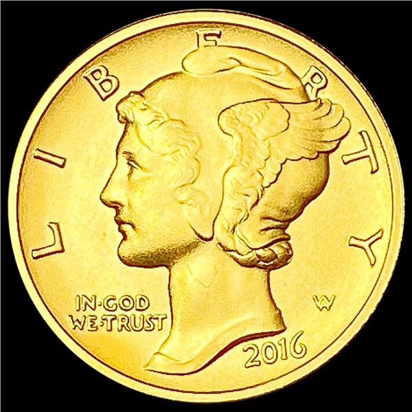 2016-W 1/10th oz Gold Mercury Dime SUPERB GEM BU