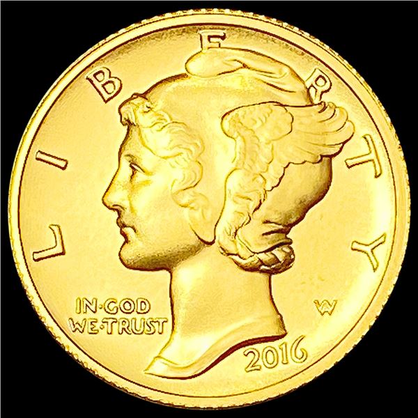 2016-W 1/10th oz Gold Mercury Dime SUPERB GEM BU