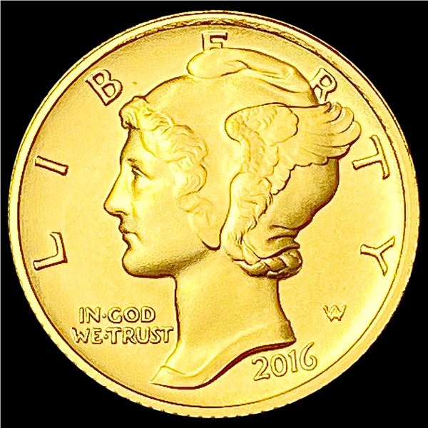 2016-W 1/10th oz Gold Mercury Dime SUPERB GEM BU