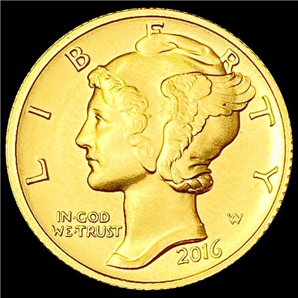 2016-W 1/10th oz Gold Mercury Dime SUPERB GEM BU