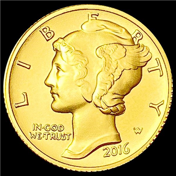 2016-W 1/10th oz Gold Mercury Dime SUPERB GEM BU