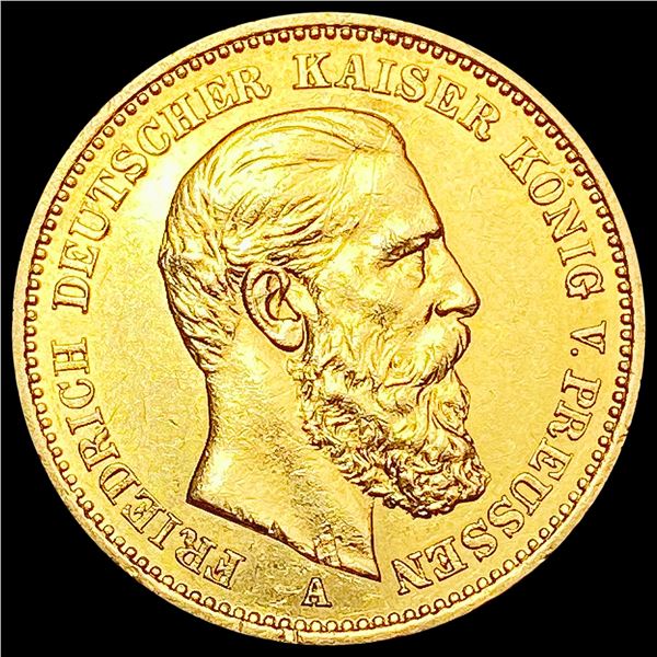 1888 German Prussia Gold 20 Mark .2305oz AGW UNCIRCULATED