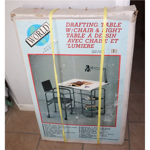 NEW IN BOX DRAFTING TABLE WITH CHAIR & LIGHT
