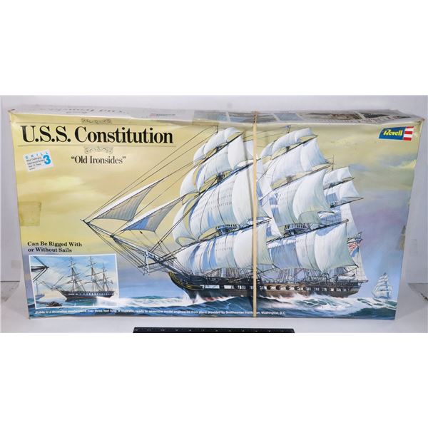 LARGE REVELL USS CONSTITUTION MODEL KIT. NOT CHECK