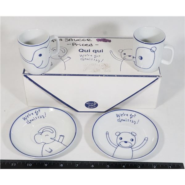 QUI-QUI CUPS AND SAUCERS