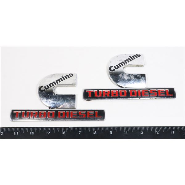 TWO DODGE CUMMINS TURBO DIESEL DOOR BADGES