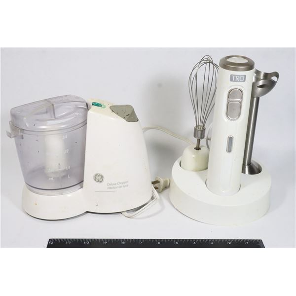 GE DELUXE CHOPPER SOLD WITH TRU HAND MIXER
