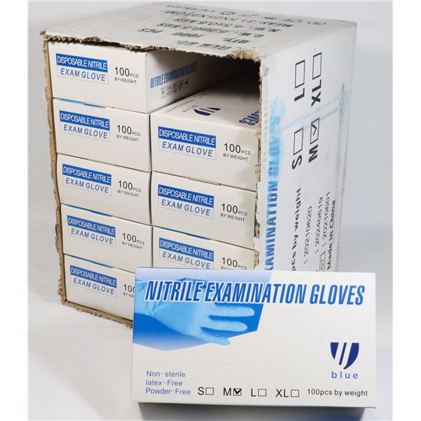 CASE OF NITRILE EXAMINATION GLOVES SIZE MED 1000PC