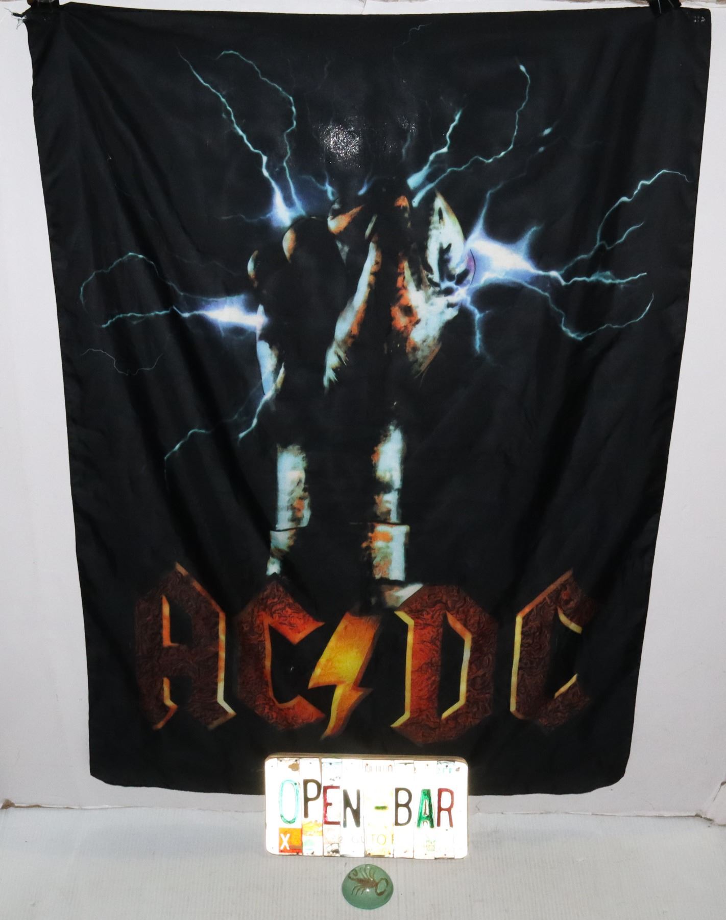 AC/DC WALL FLAG SOLD WITH ENCASED SCORPION