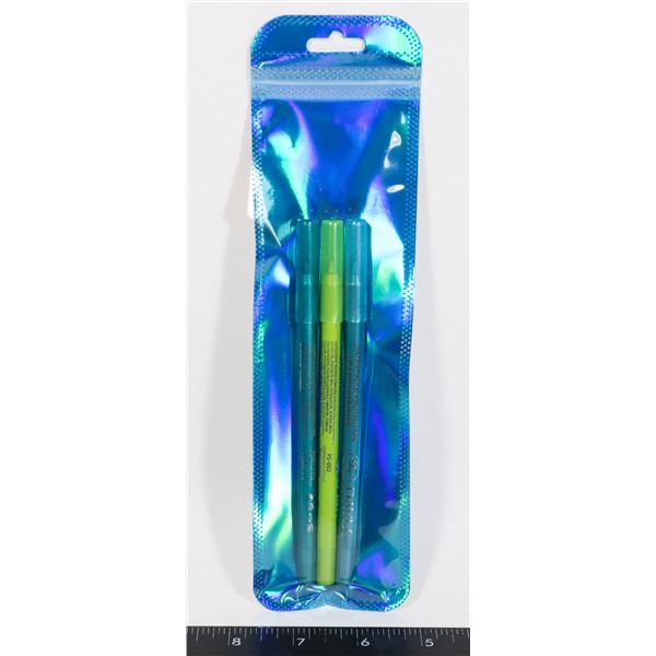 3 NEW EYE LINE/LIP COSMETIC PENCILS TEAL, LIME,