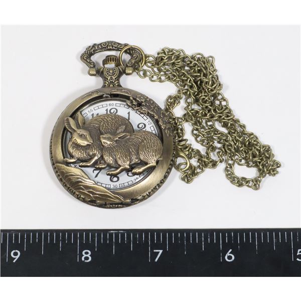 NEW HOLLOWED OUT BUNNY DESIGN POCKET WATCH WITH
