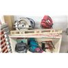 Image 2 : FOUR TIER WOODEN SHELF WITH CONTENTS - SKILLSAW, JIGSAW, FOUR PALM SANDERS, TWO PNEUMATIC TOOLS,