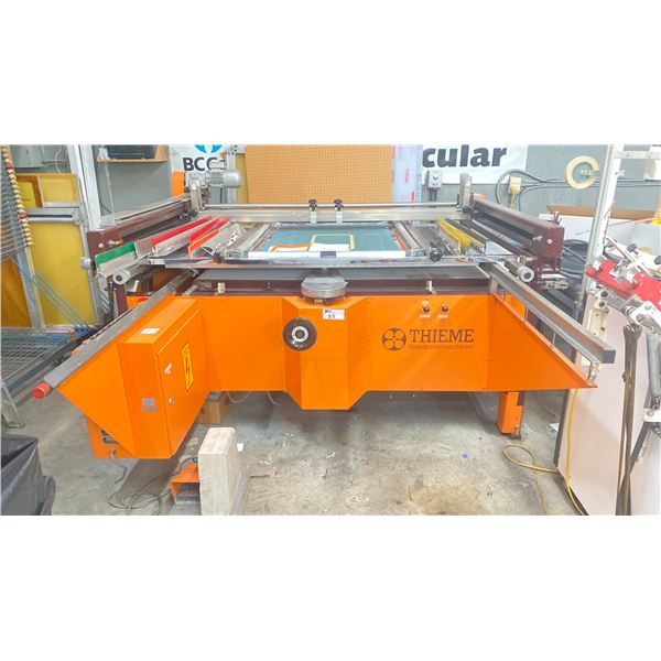 THIEME 3/4 AUTOMATIC SCREEN PRINTING MACHINE ( APPROX. 35 - 45 PRINT ) INCLUDES SQUEEGEES, FLOOD