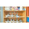Image 3 : 8 TIER WOODEN SHELF WITH APPROX. 28 PNEUMATIC SCREEN STRETCHING CLAMPS - APPROX. 3'W X 1'D X 8'H