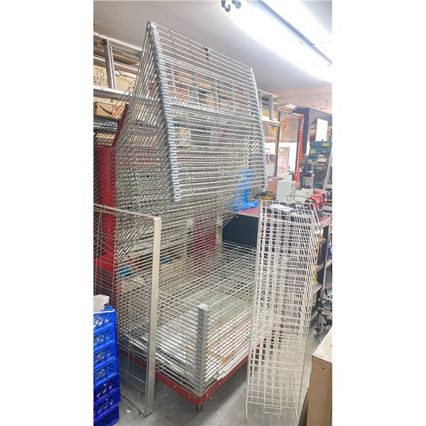 RED 50 RACK MOBILE PRINT SHOP DRYING RACK - APPROX. 4'W X 4'D X 6.5'H AND A SMALL WHITE 4.5'H PRINT