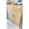 Image 1 : BEIGE METAL TWO DOOR CABINET FILLED WITH ASSORTED PRINTING INK - APPROX. 2.4'W X 1.5'D X 3'H