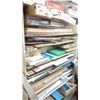 Image 1 : APPROX. 7'H X 4'W WOODEN SHELF UNIT WITH CONTENTS - LARGE ASSORTMENT OF SMALL GLASS AND PLASTIC