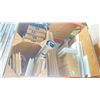 Image 1 : LARGE GROUP OF ASSORTED SIZE PACKING BOXES, ROLLS OF STYROFOAM PACKING MATERIAL, AIR CRAFT WIPES, 2