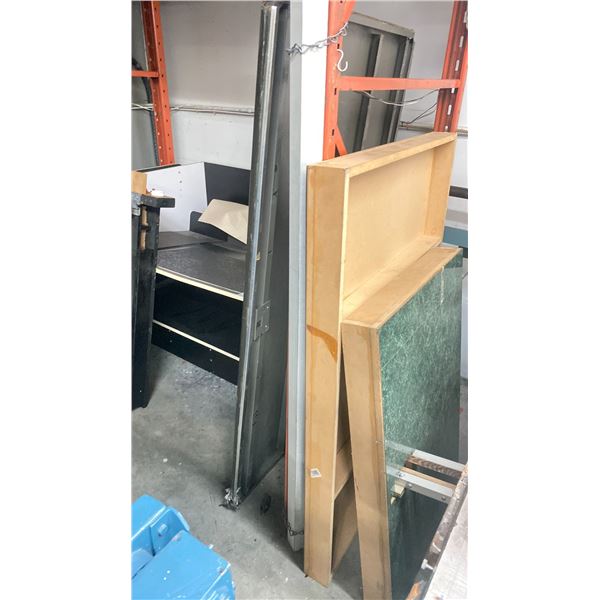 MOBILE PRINTING TABLE WITH SHELF STORAGE, SCREEN PRINTING FRAMES, TABLE TOP & VARIOUS WORK SURFACES