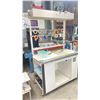 Image 2 : PRINT SHOP LIGHTED MOBILE WORK TABLE WITH ASSORTED MISCELLANEOUS ITEMS