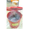 Image 2 : RED METAL JUSTRITE 14 GALLON OILY WASTE CAN AND TWO GALVANIZED WASTE RECEPTACLES