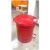 Image 3 : RED METAL JUSTRITE 14 GALLON OILY WASTE CAN AND TWO GALVANIZED WASTE RECEPTACLES