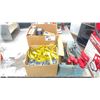 Image 1 : BAND STRAPPING TOOLS WITH BOX OF CLIPS AND LARGE BOX OF ASSORTED FASTENERS + HARDWARE