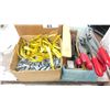 Image 2 : BAND STRAPPING TOOLS WITH BOX OF CLIPS AND LARGE BOX OF ASSORTED FASTENERS + HARDWARE