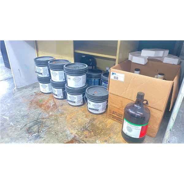 LARGE GROUP OF ASSORTED 1 GALLON BUCKETS OF PRINTING INK ( APPROX. 9 ) AND 4.5 FOUR LITRE