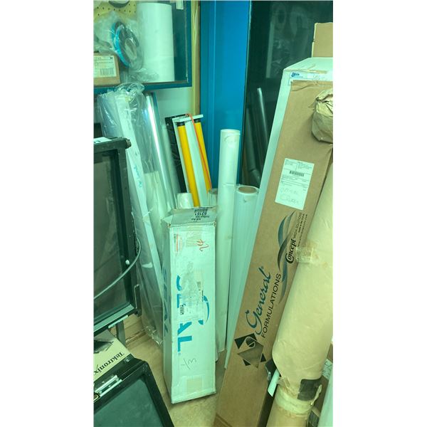 GROUP OF ASSORTED STOCKS, POLYWRAP, DOUBLE SIDED TAPE, AND LET-R-EDGE
