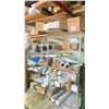 Image 1 : LARGE METAL FRAMED SHELF STORAGE RACK WITH CONTENTS, ALL WHITE INKJET PRINTABLE STOCK, BANNER