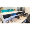 Image 1 : LARGE GROUP OF ASSORTED OFFICE DESK SUPPLIES, PAPER FILE STANDS, HOLE PUNCH, BUSINESS CARD