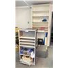 Image 1 : TWO DRAWER THREE SHELF STORAGE CABINET WITH CONTENTS, A SIX TIER BLACK/ WHITE STORAGE