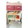 Image 4 : TWO DRAWER THREE SHELF STORAGE CABINET WITH CONTENTS, A SIX TIER BLACK/ WHITE STORAGE