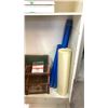 Image 7 : TWO DRAWER THREE SHELF STORAGE CABINET WITH CONTENTS, A SIX TIER BLACK/ WHITE STORAGE