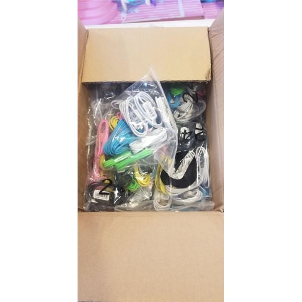 CASE OF NEW MICRO USB CORDS, ASSORTED COLORS, APPROX. 240PCS
