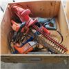 Image 1 : CRATE OF POWER TOOLS,  INCLUDING HEDGE TRI8MMERS, GRINDERS AND MORE