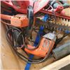 Image 2 : CRATE OF POWER TOOLS,  INCLUDING HEDGE TRI8MMERS, GRINDERS AND MORE
