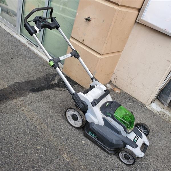 EGO ELECTRIC LAWNMOWER WITH BATTERY, NO CHARGER, UNKNOWN CONDITION