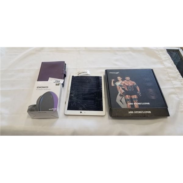 ASSORTED ELECTRONICES, ONE TABLET HAS SCREEN DAMAGE