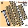 Image 4 : NEW MANUAL SAFETY RAZOR, 3-LAYER STAINLESS STEEL HAIR REMOVAL SHAVING BLADES, REPLACEABLE SHAVER BLA