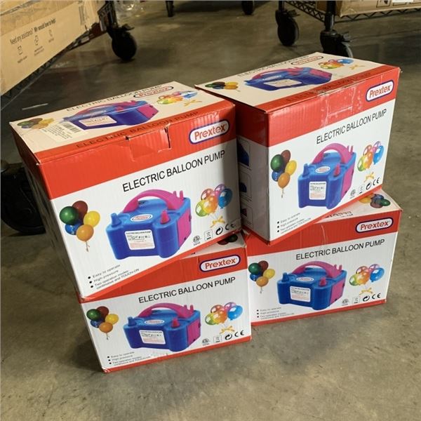 4 ELECTRIC BALLOON INFLATORS WITH AUTOMATIC AND MANUAL NOZZLES