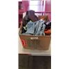 Image 1 : BOX OF WOMENS CLOTHING, SOME WITH TAGS LEATHER VEST AND MORE