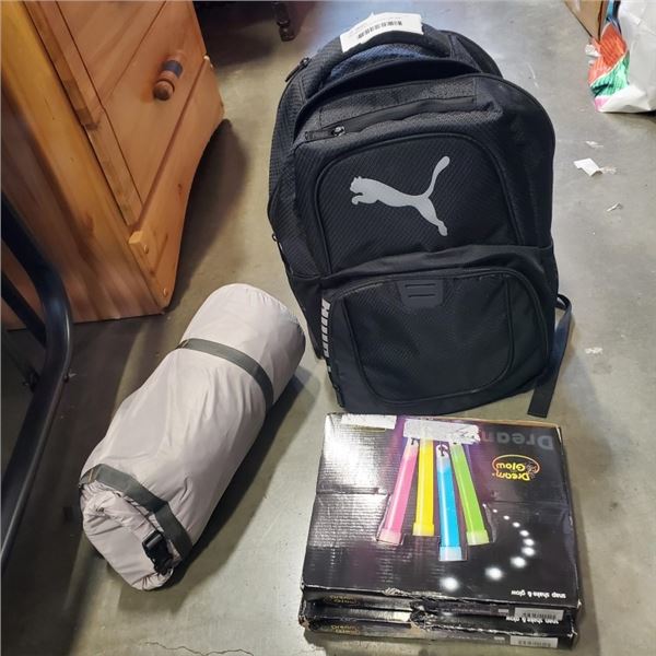 BACKPACK WITH 2 PERSON TENT AND GLOWSTICKS