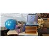 Image 1 : LOT OF STORAGE CRATES AND EXCERSIZE BALL