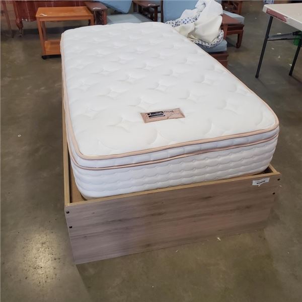 TWIN BEDFRAME WITH BED STORY PILLOW TOP MATTRESS