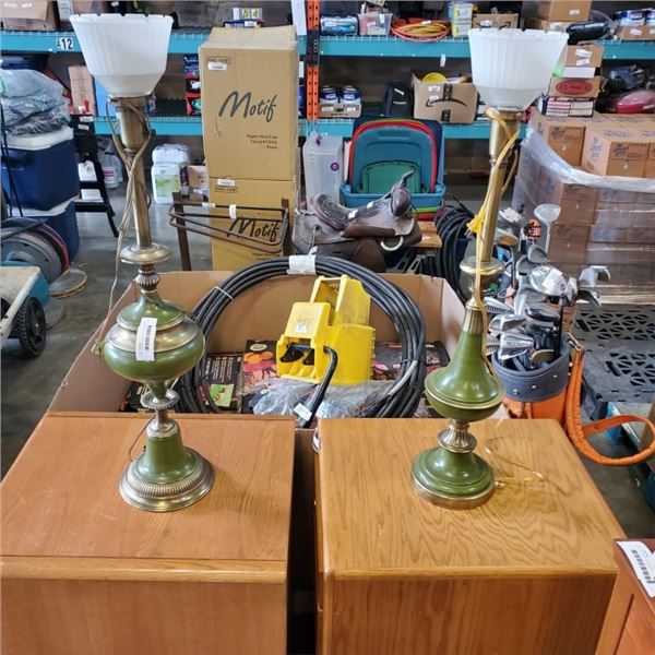 TWO VINTAGE TORCHIERE STYLE TABLE LAMPS