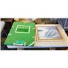 Image 1 : AIRPLANE PRINT, AND BOX OF VINTAGE PRINTS AND ADVERTISEMENTS