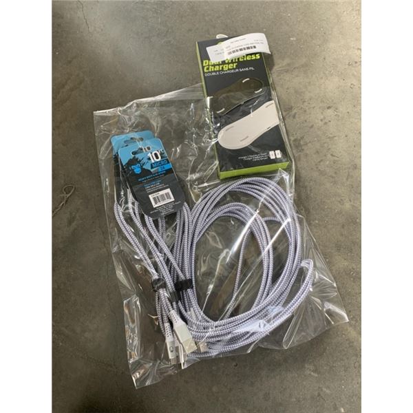 3 NEW GORILLA 10 FT CHARGE CORD AND DUAL PAD WIRELESS DEVICE CHARGER RETAIL $110